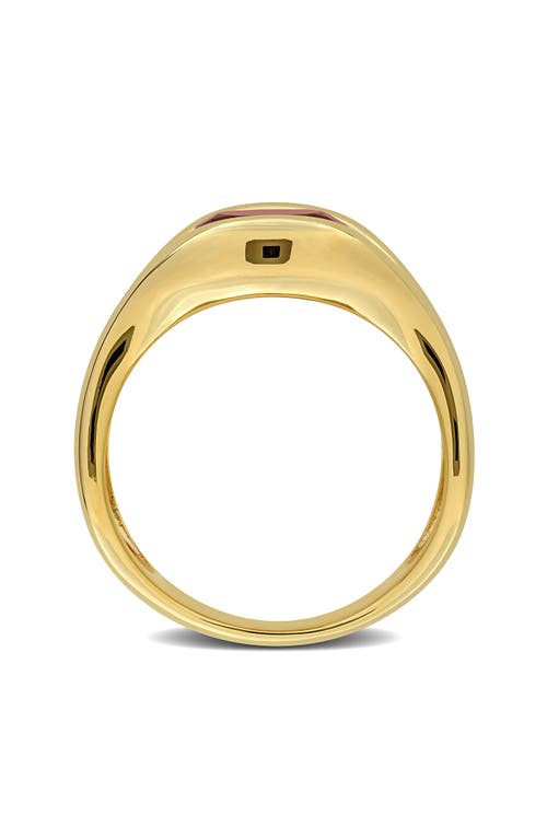 Delmar Garnet Solitaire Wavy Band Ring In Red