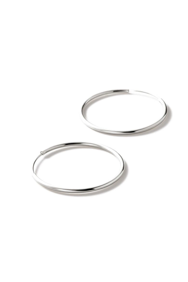 White Gold Hoop Earrings - White Gold Slim Hoops Large, Alternate, color, White Gold