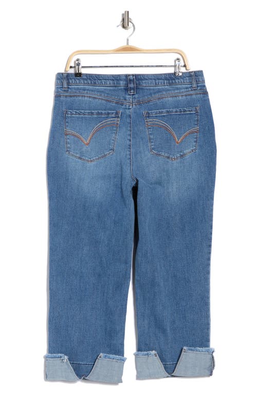 Democracy Frayed Hem Crop Kick Flare Jeans In Blue