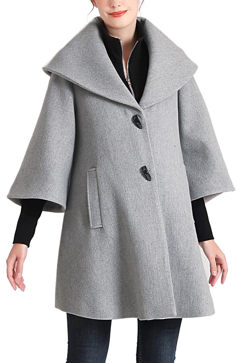 Aanya Maternity  A-Line Wool Coat with Removable Bib, Main, color, Gray