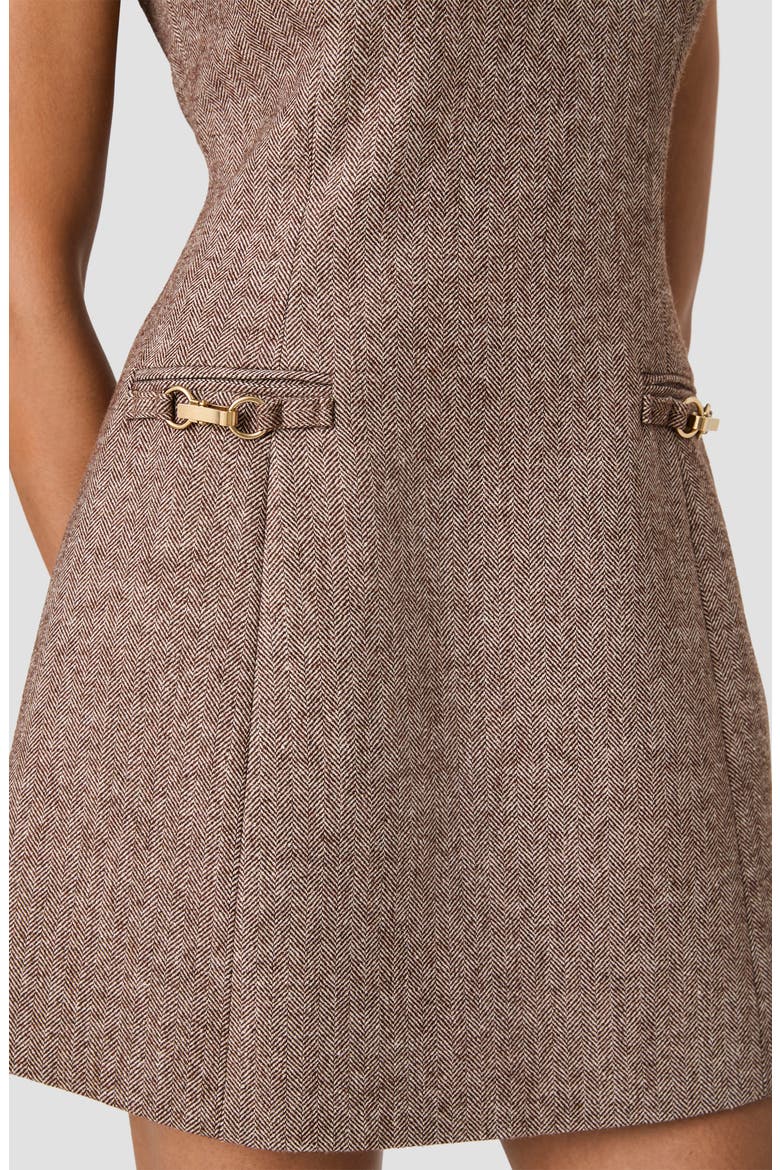 Naya Herringbone Minidress, Alternate, color, CHESTNUT BROWN