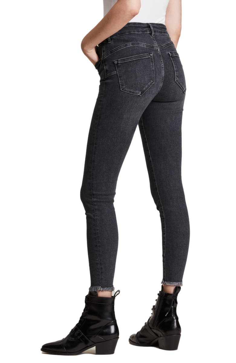 AllSaints Miller Push-Up Raw Hem Ankle Skinny Jeans, Alternate, color, 
