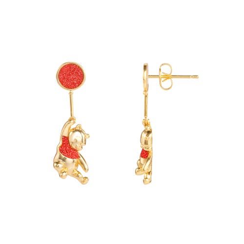 Disney Winnie The Pooh Gold Plated Balloon Swinging Earrings In Gold