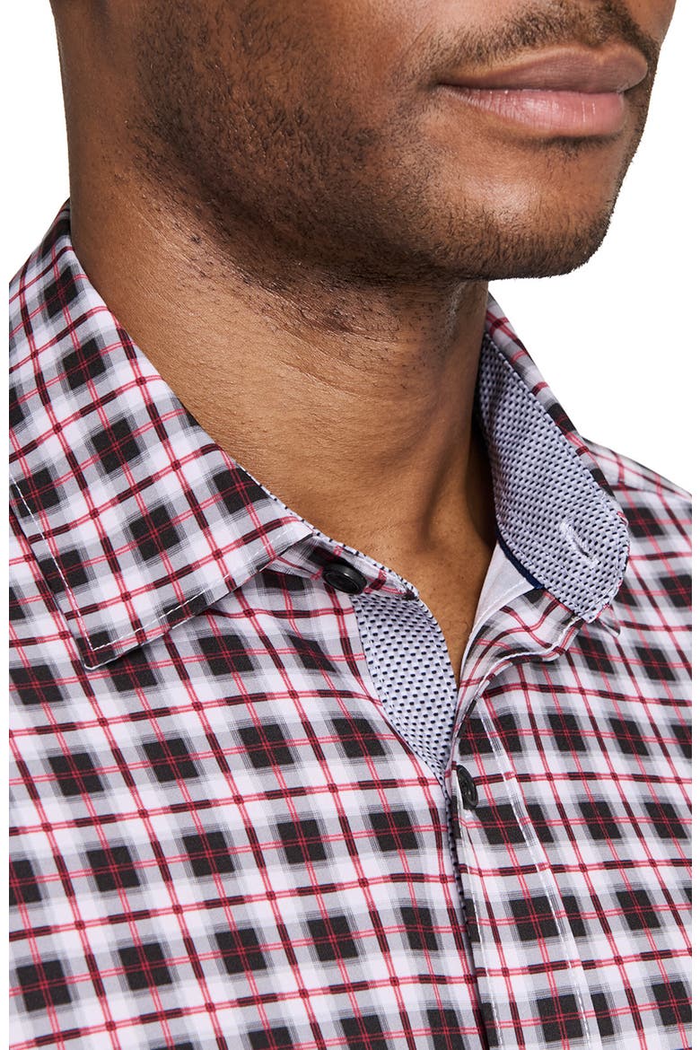 Check Woven Long Sleeve Basic, Alternate, color, BLACK/RED