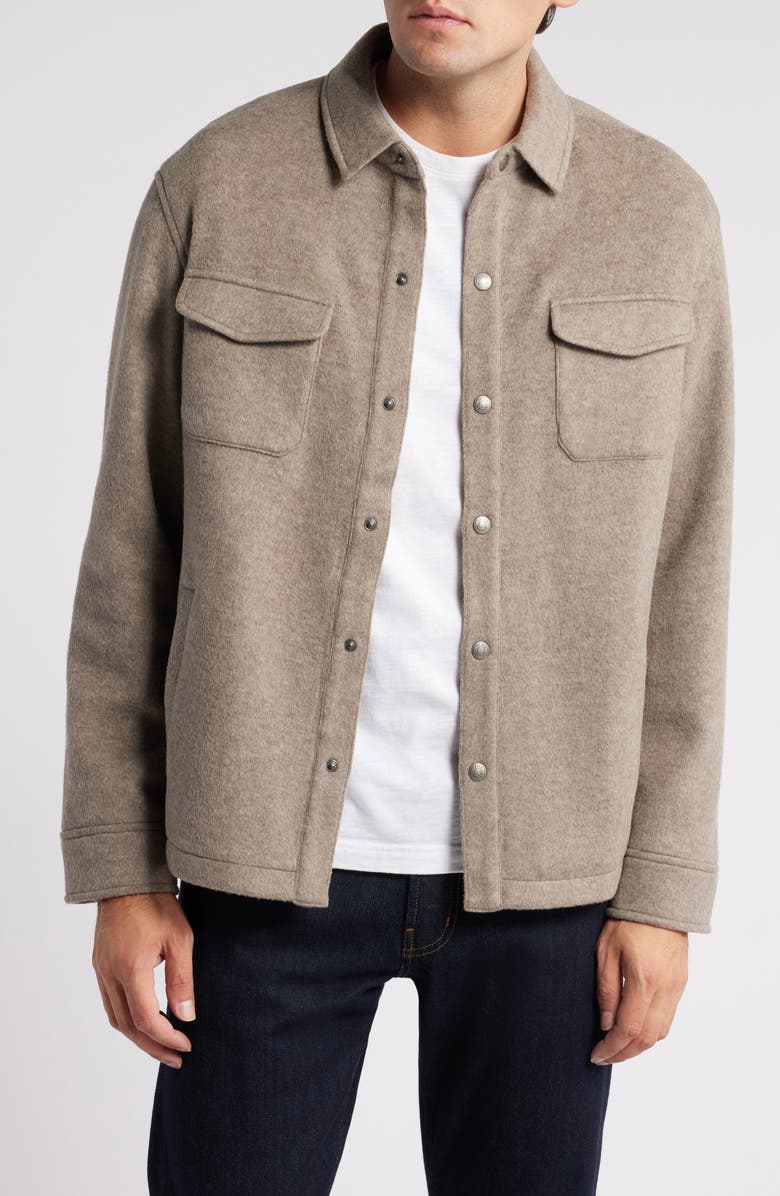Peter Millar Crown Flex Wool Fleece Shirt Jacket, Main, color, Grain