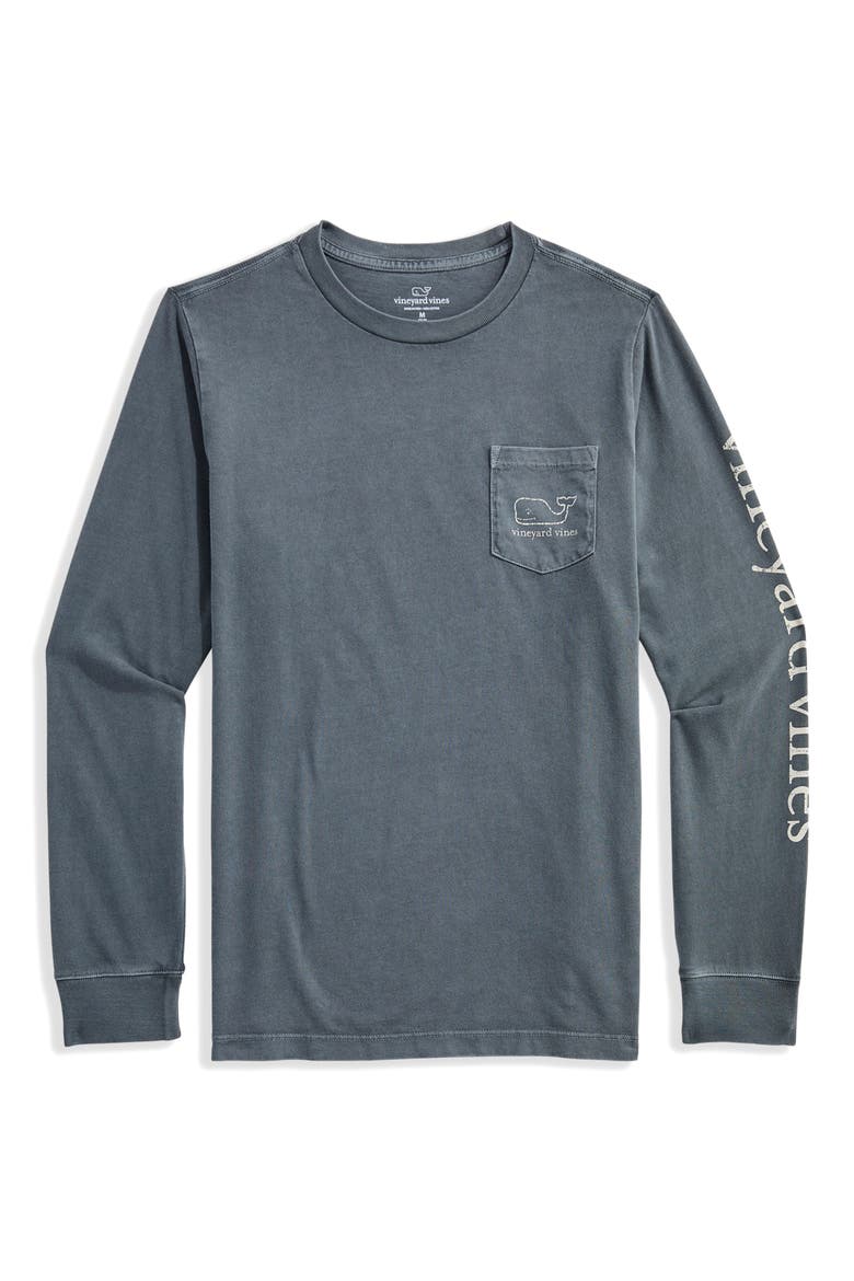 Kids' Vintage Whale Long Sleeve Pocket Graphic T-Shirt, Main, color, ASH GRAY