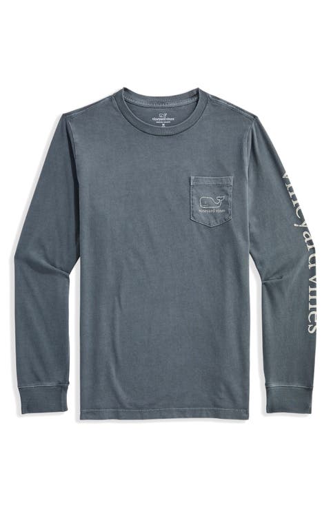 Kids' Vintage Whale Long Sleeve Pocket Graphic T-Shirt