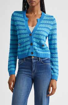 L'AGENCE Orla Stripe Pointelle Cardigan