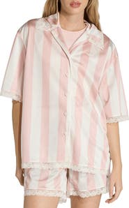 adidas Striped Lace Trim Mesh Shirt