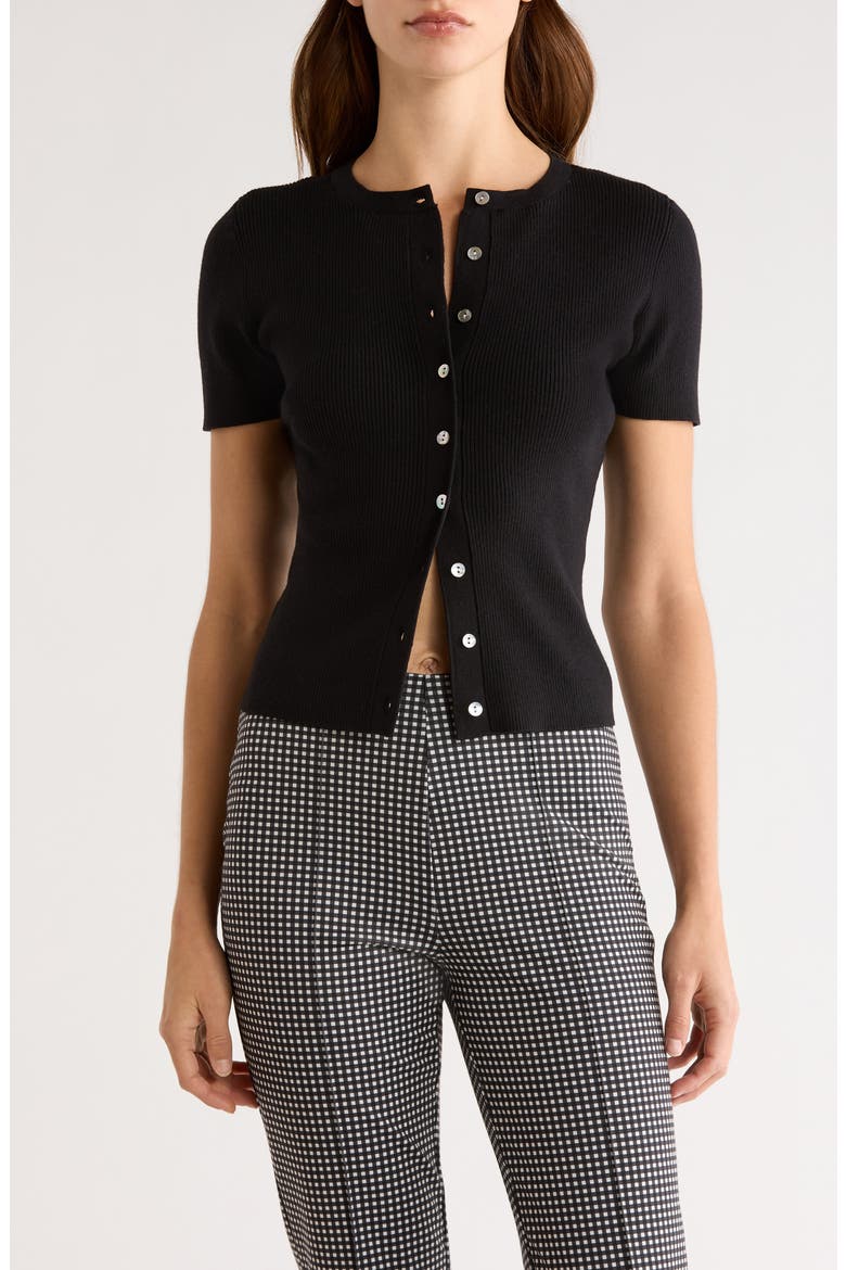 Bonnie Button Front Knit Top, Main, color, BLACK