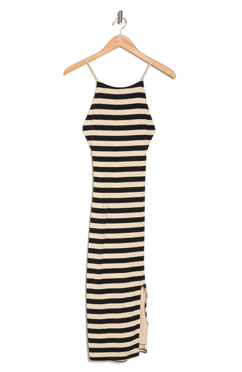 Rachel Parcell Stripe Side Slit Knit Midi Dress, Alternate, color, 