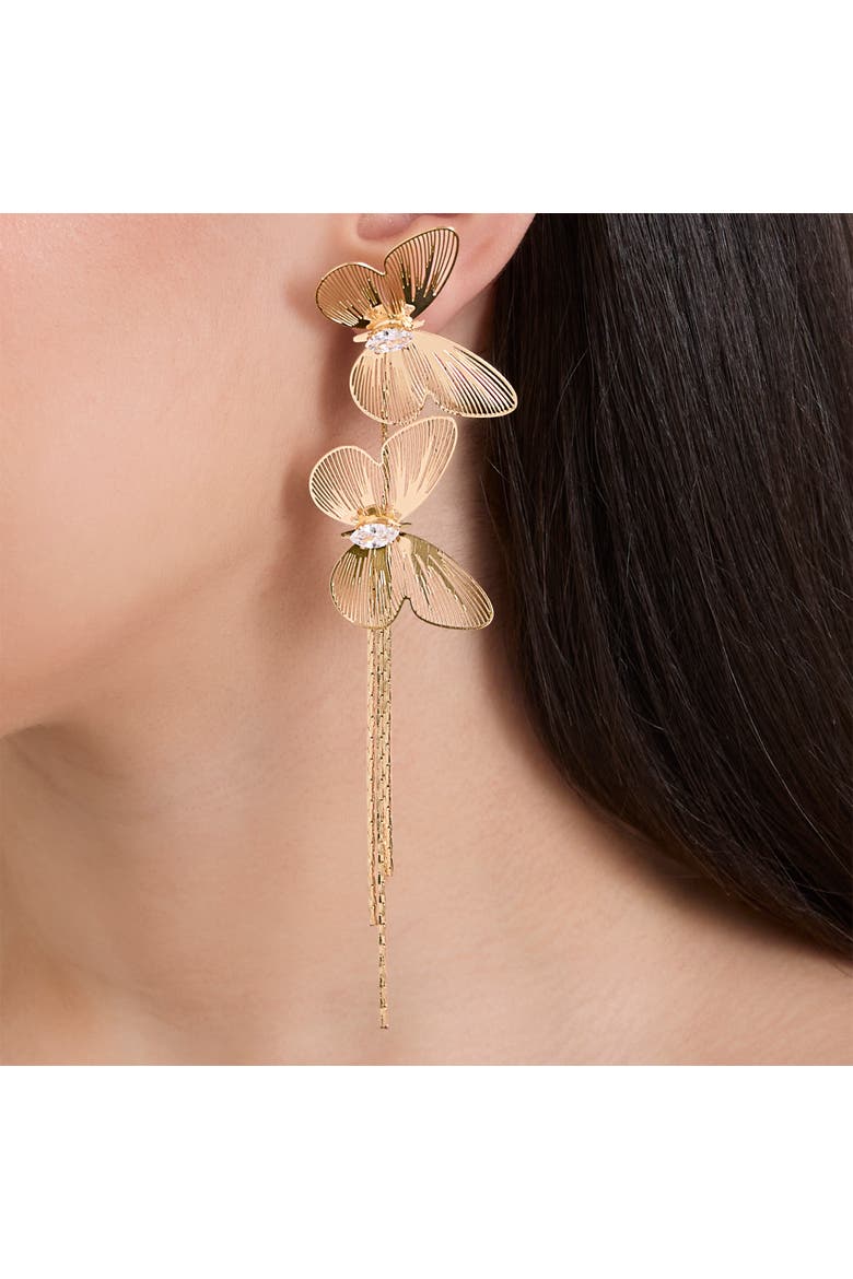 Butterfly Tassled-Drop Gold-Tone Earrings, Alternate, color, Gold