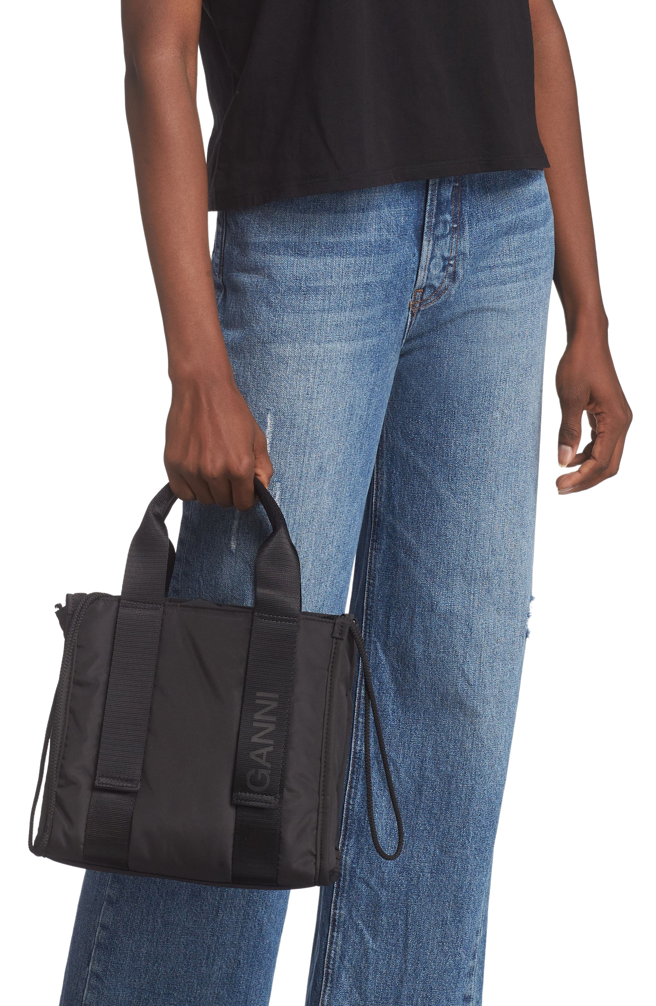 Ganni Small Recycled Polyester Tote, Alternate, color, 