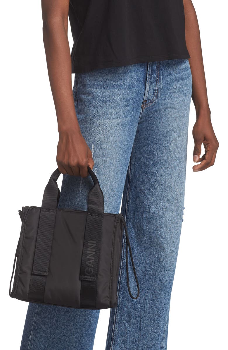 Ganni Small Recycled Polyester Tote, Alternate, color,