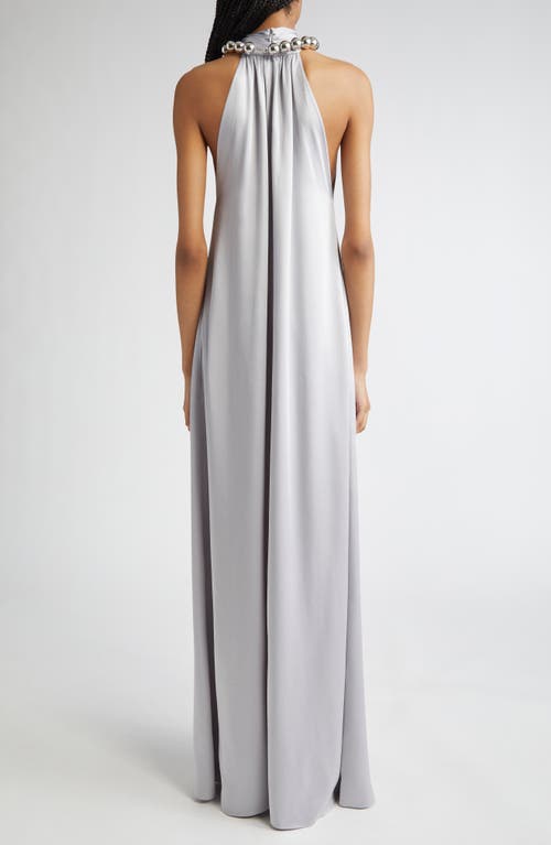 Stella Mccartney Ball-collar Satin Halter Gown In White