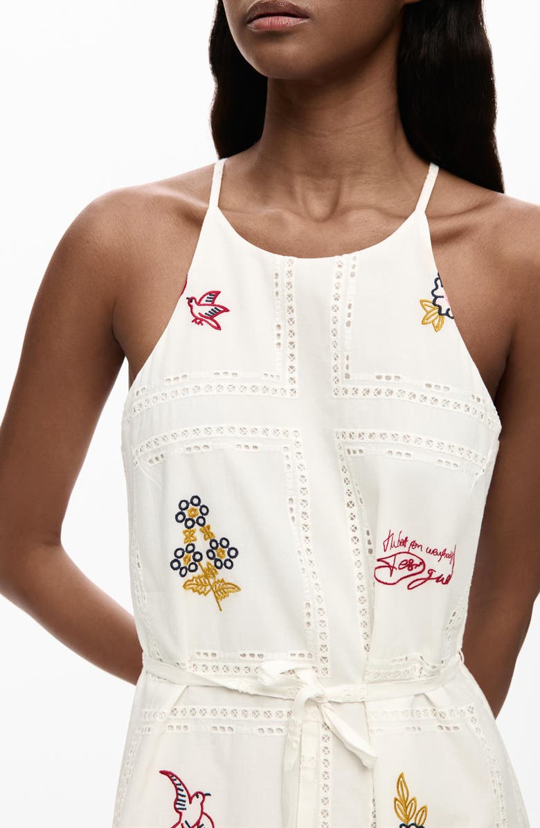 Desigual Open Stitch Sleeveless Midi Dress, Alternate, color, White