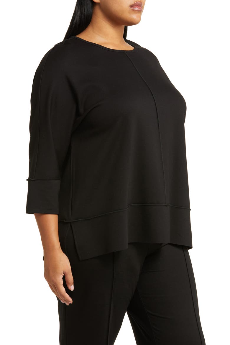 Serenity Three Quarter Sleeve Knit Top, Alternate, color, JONES BLACK
