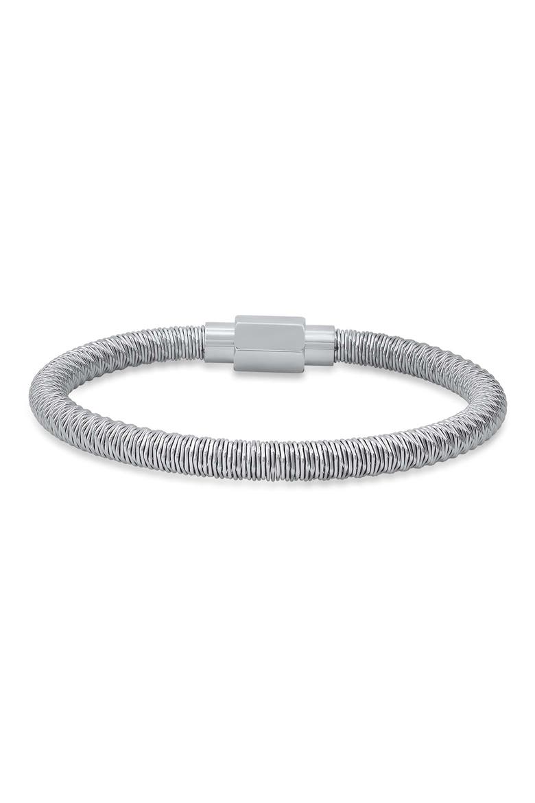 Stainless Steel Wire Bracelet, Main, color, SILVER