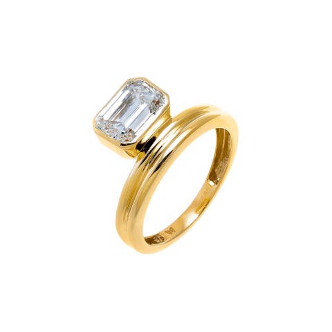 Lab Grown Diamond Emerald Elevated Pave Band Ring 14K