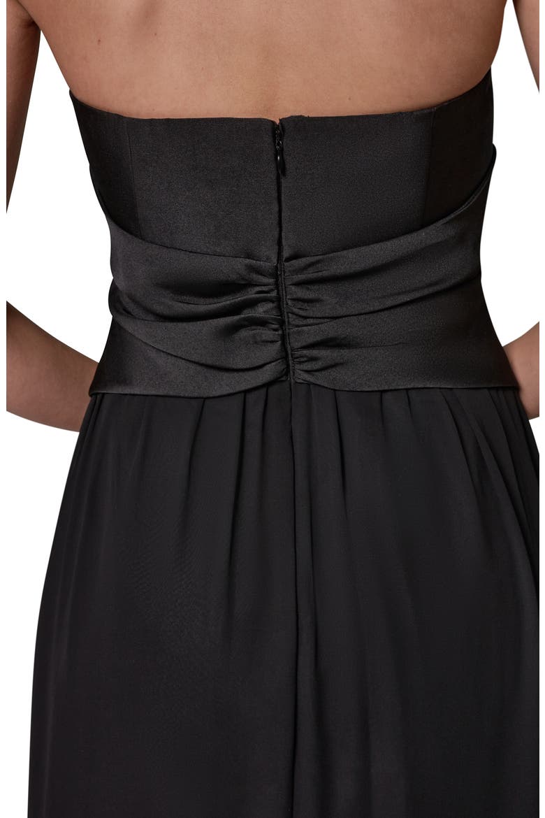 Strapless Mixed Media Gown, Alternate, color, BLACK