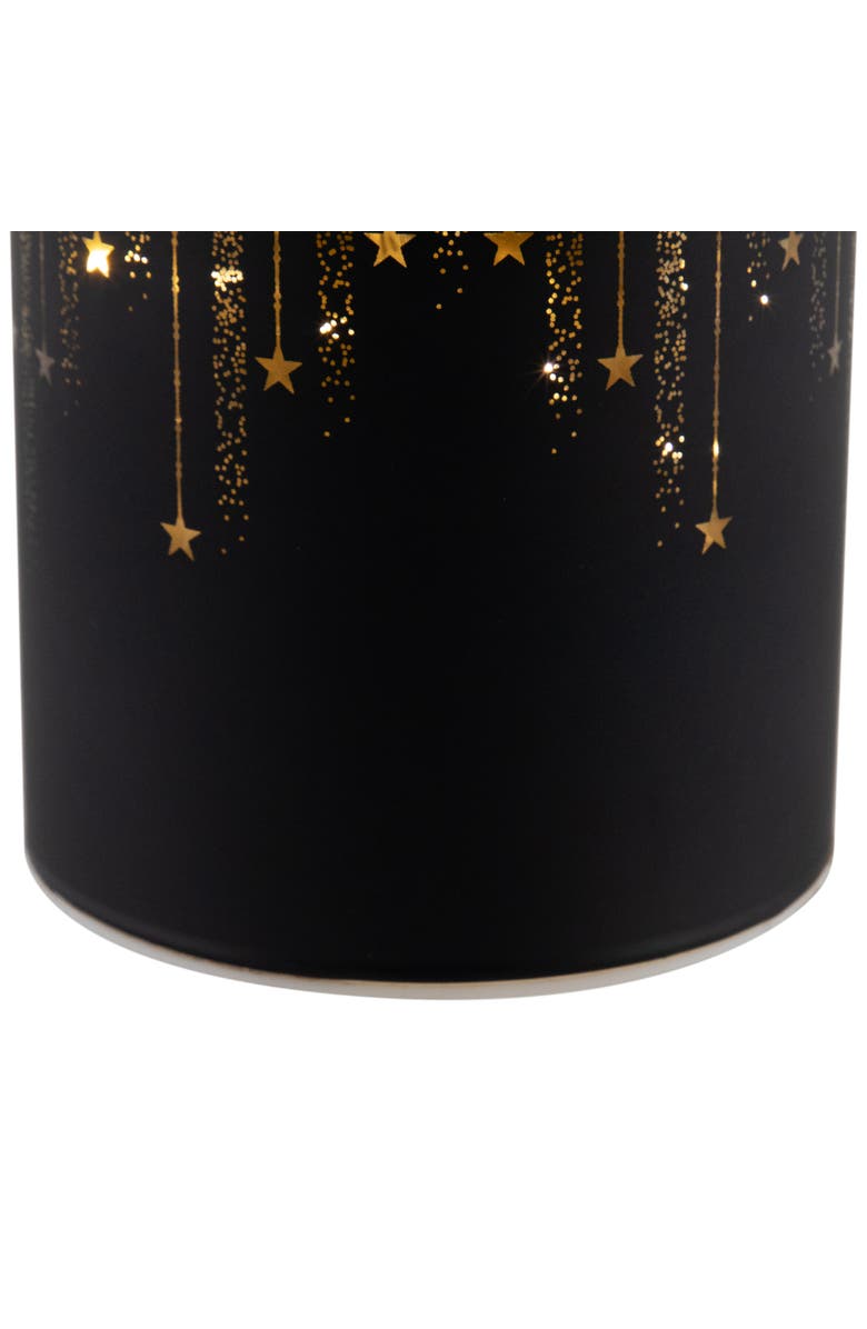 Northlight LED Lighted Glass Candle with Stars Christmas Decoration - 8" - Small, Alternate, color, Black