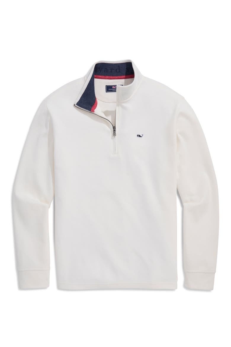 Saltwater Stripe Quarter Zip Pullover, Main, color, AMERICANA MARSH
