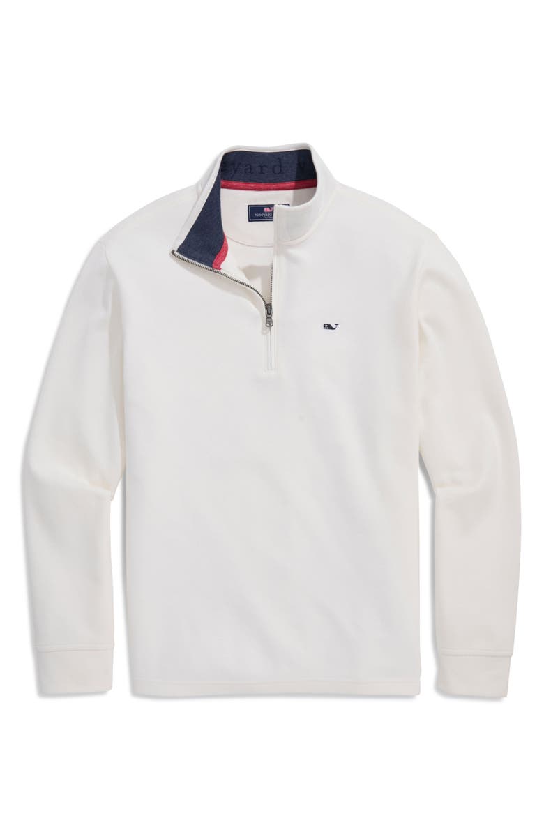 vineyard vines Saltwater Stripe Quarter Zip Pullover, Main, color, Americana Marsh