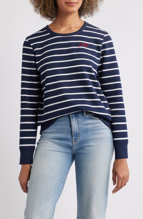 Stripe Cotton Graphic Sweatshirt
