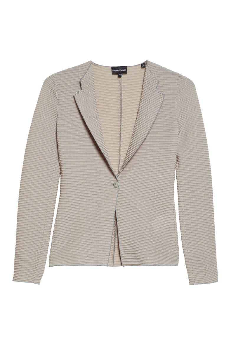 One-Button Rib Jersey Jacket, Main, color, BEIGE MULTI