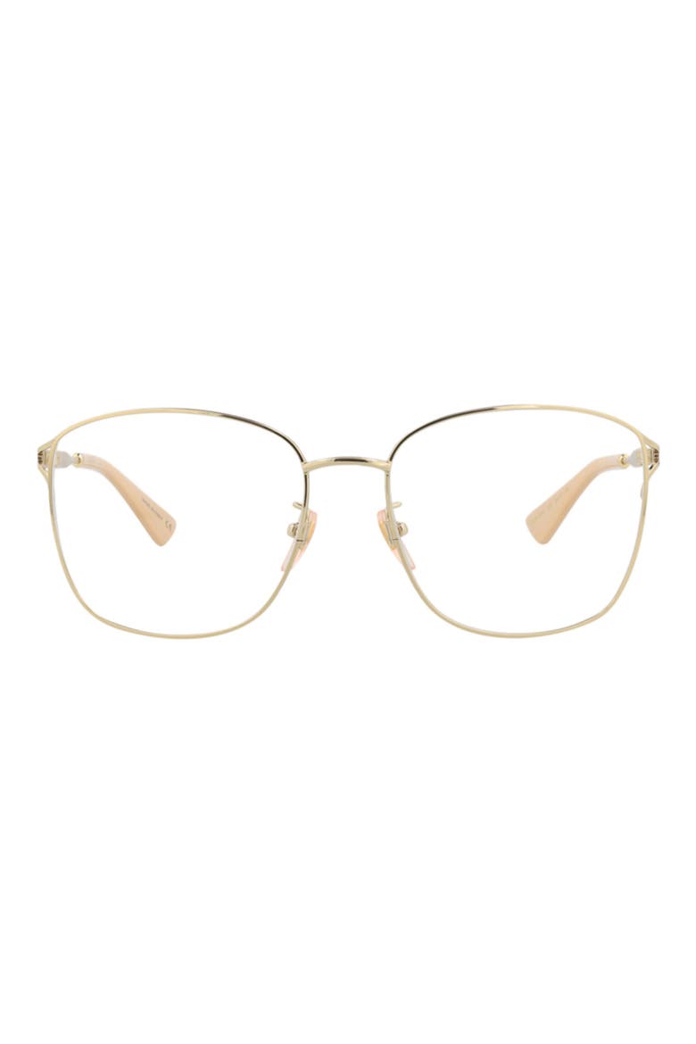 56mm Square Optical Glasses, Main, color, GOLD GOLD TRANSPARENT