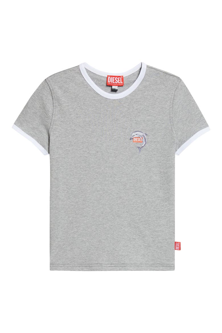 T-Uncuties Dolphin Logo Graphic Ringer T-Shirt, Alternate, color, MELANGE GREY