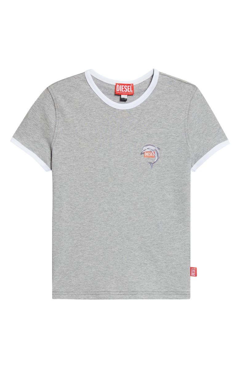 DIESEL<sup>®</sup> T-Uncuties Dolphin Logo Graphic Ringer T-Shirt, Main, color, Melange Grey