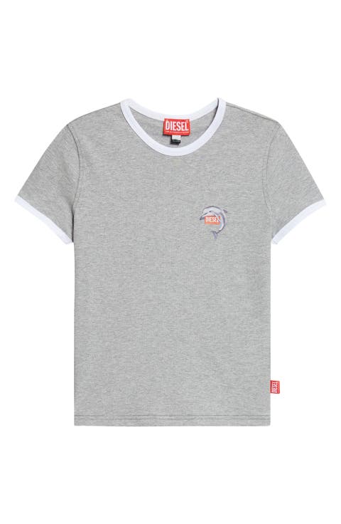 T-Uncuties Dolphin Logo Graphic Ringer T-Shirt