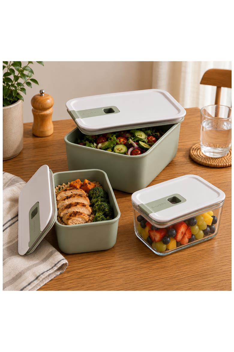 Leo Balance 3-Piece Perfect Seal Food Storage Container Set, Alternate, color, SAGE