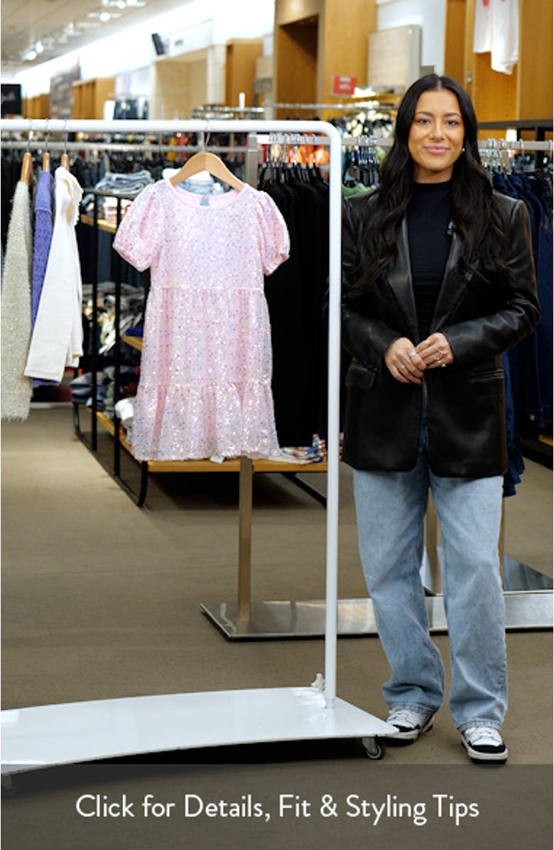 Kids' Sequin Puff Sleeve Party Dress, sales video thumbnail