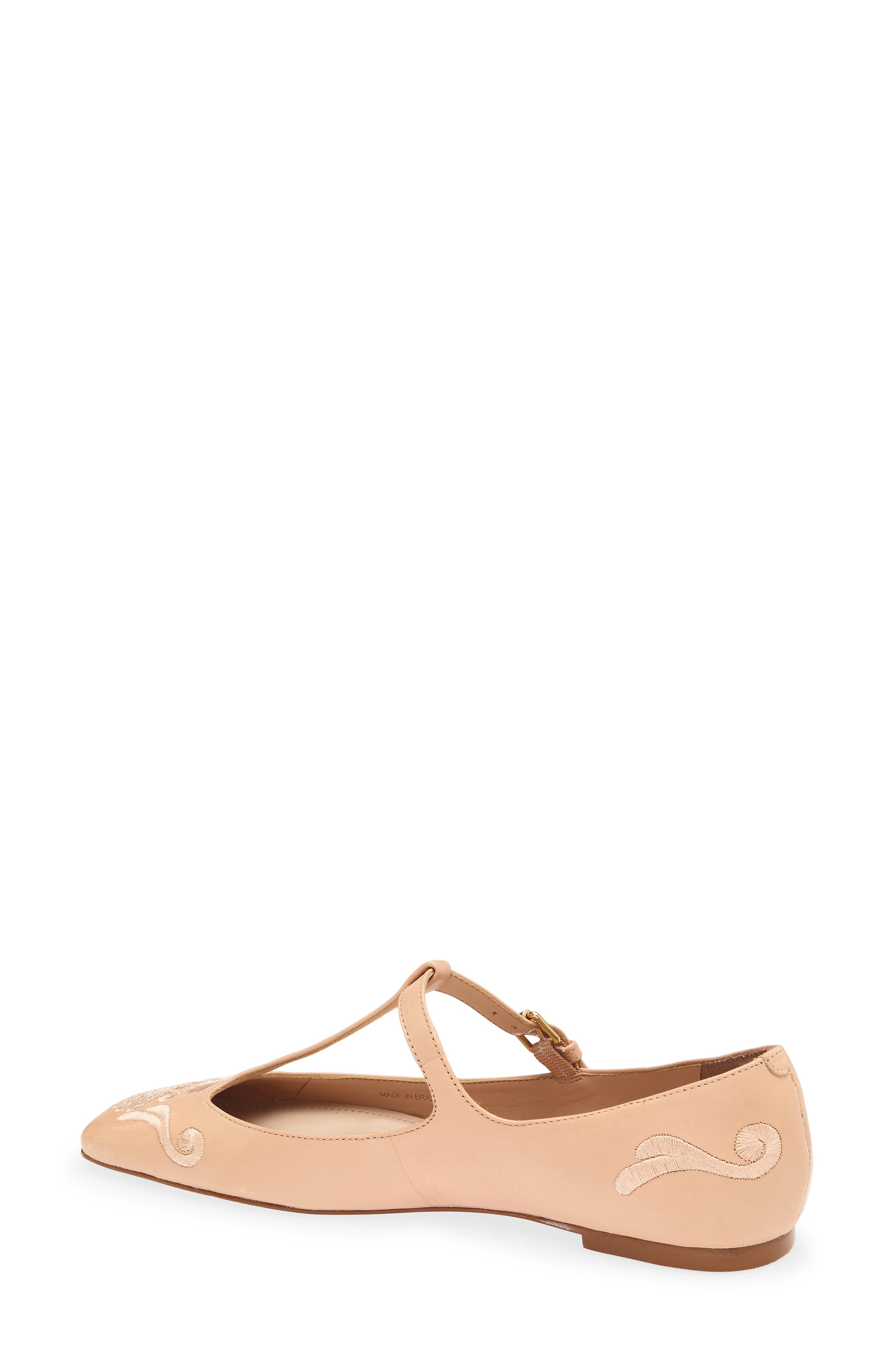 Rechillieu T-Strap Leather Flat, Alternate, color, OLD BLUSH