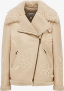 Mine Bilgi Sonor Embroidered Merino Curly Shearling Biker Jacket