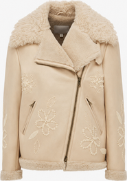 Mine Bilgi Sonor Embroidered Merino Curly Shearling Biker Jacket