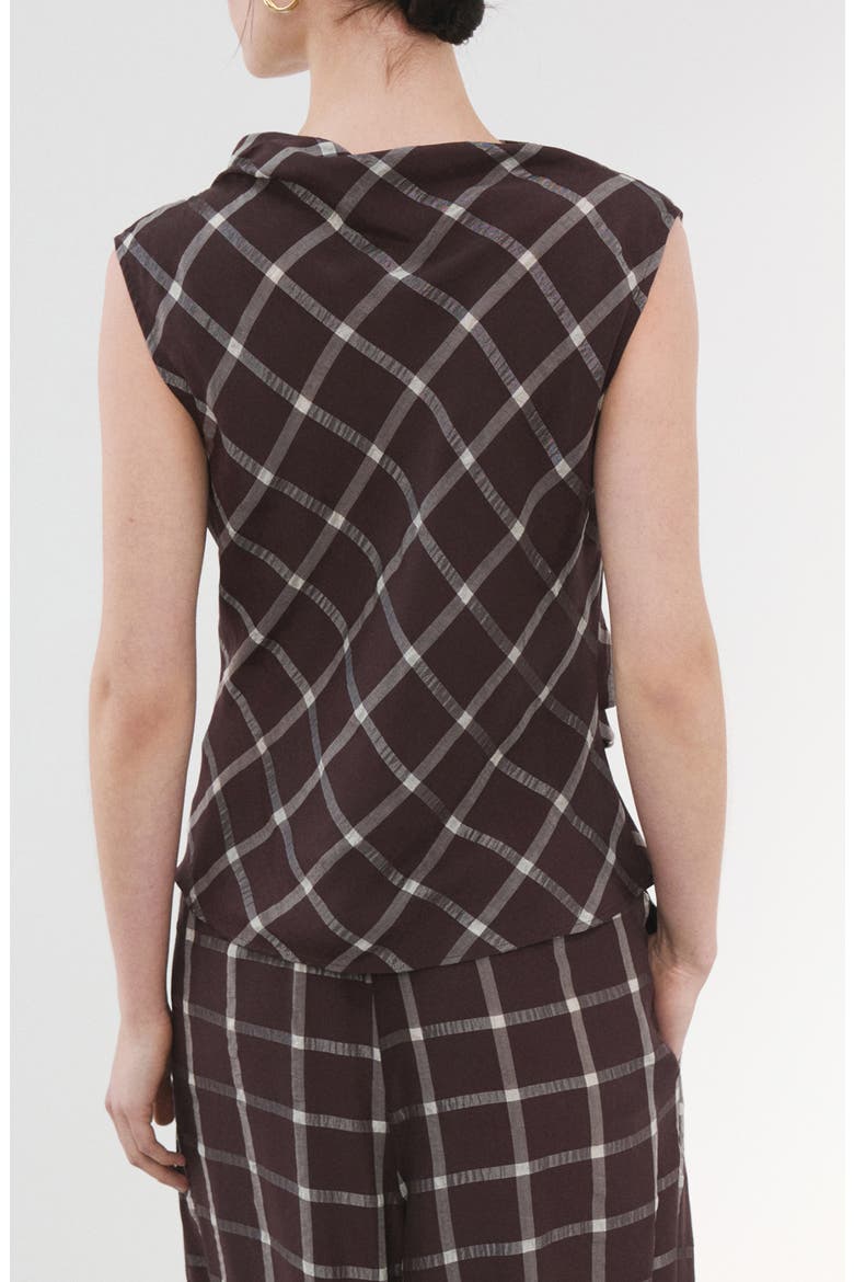 Check Cap Sleeve Top, Alternate, color, BURGUNDY