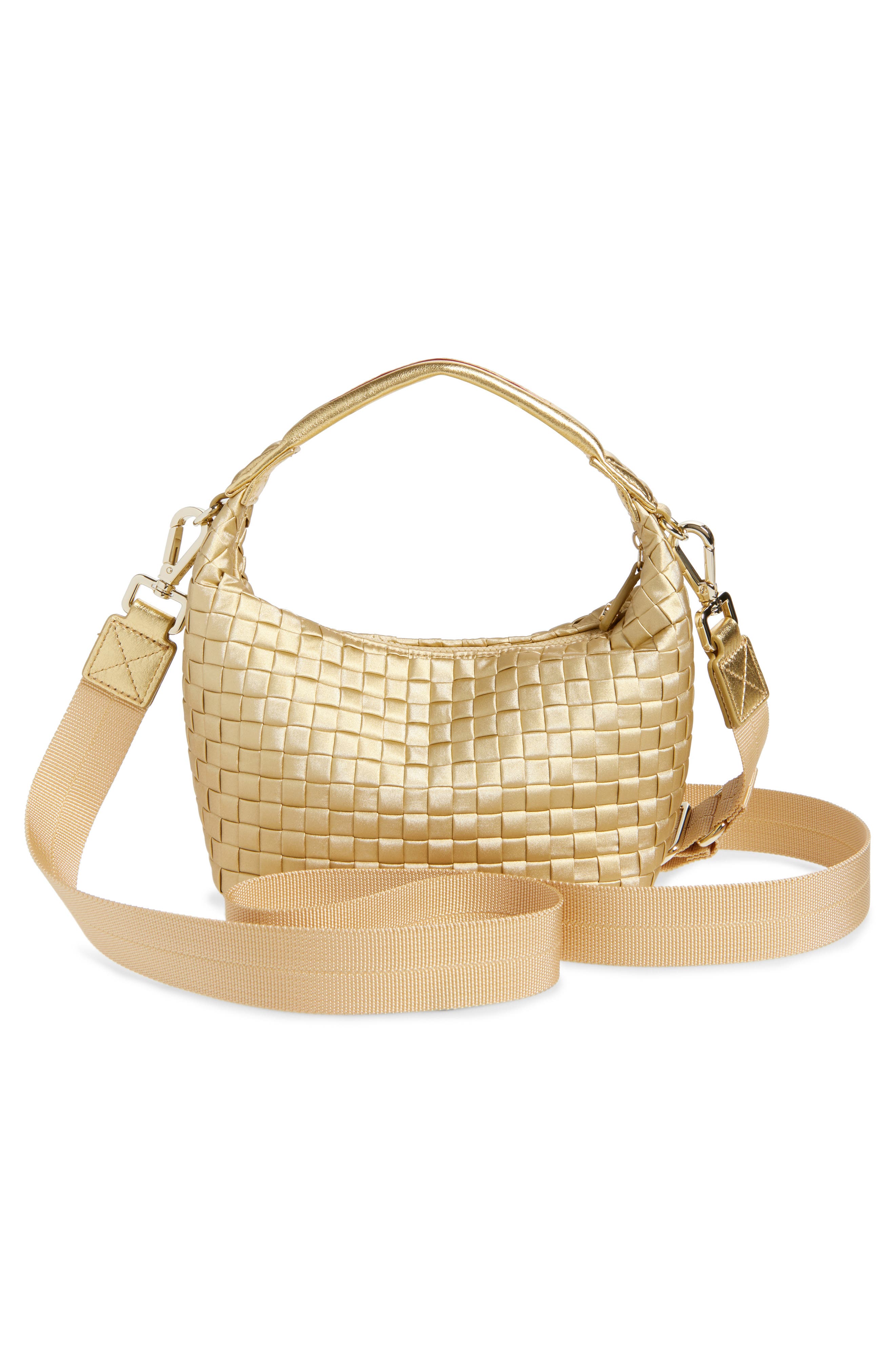 MZ Wallace Mini Metallic Woven Top Handle Hobo Bag, Alternate, color, 