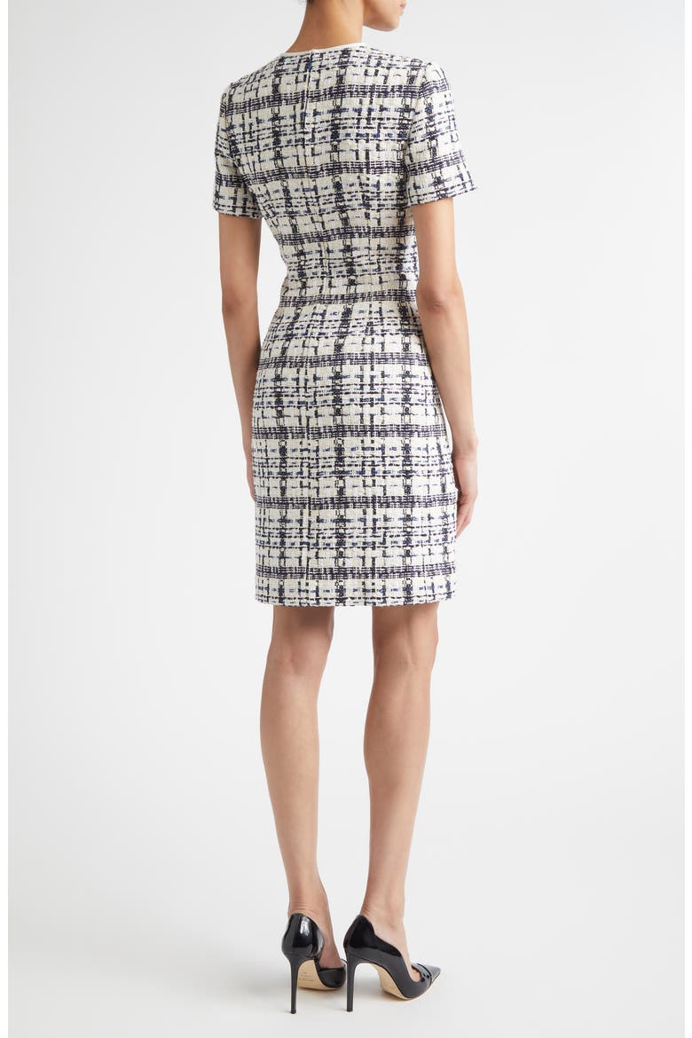 St. Tropez Tweed Cutout Sheath Dress, Alternate, color, ECRU/BRIGHT WHITE/BLACK MULTI