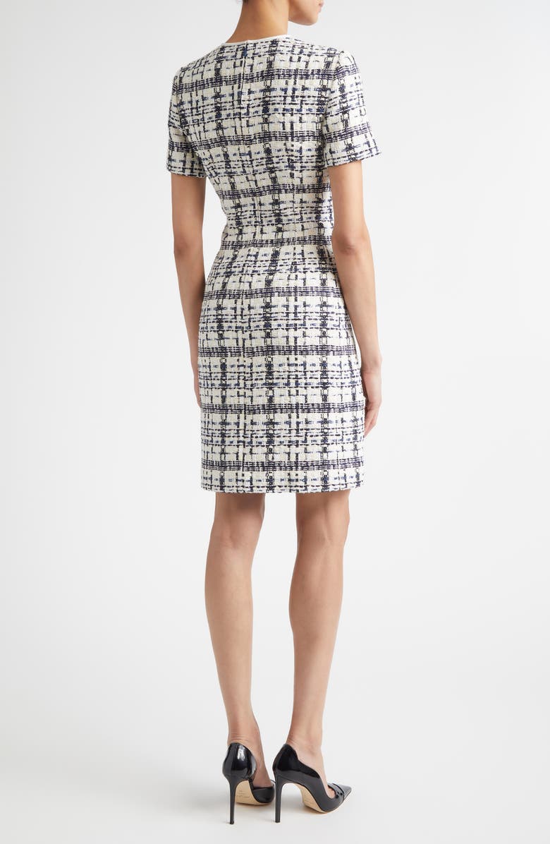 ST. JOHN St. Tropez Tweed Cutout Sheath Dress, Alternate, color, Ecru/Bright White/Black Multi
