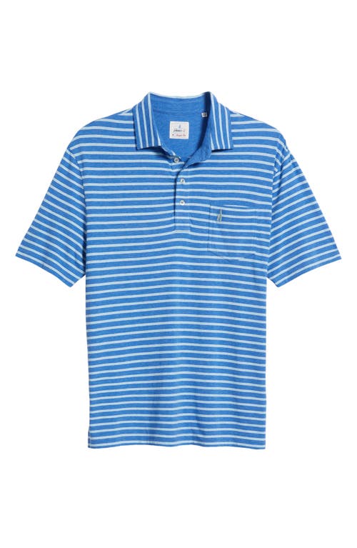 Johnnie-o Matthis Stripe Pocket Polo In Deep Ocean