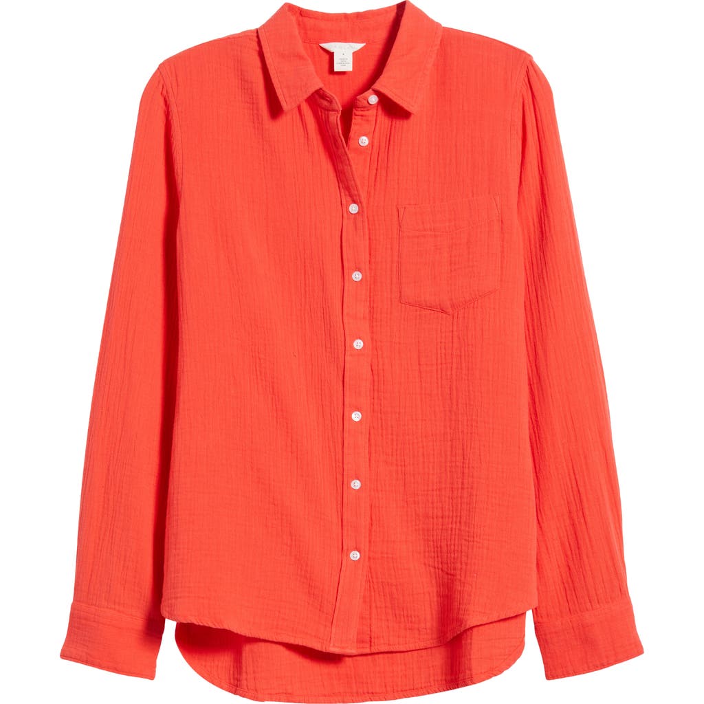 CASLONR CASLON(R) CASUAL GAUZE BUTTON-UP SHIRT