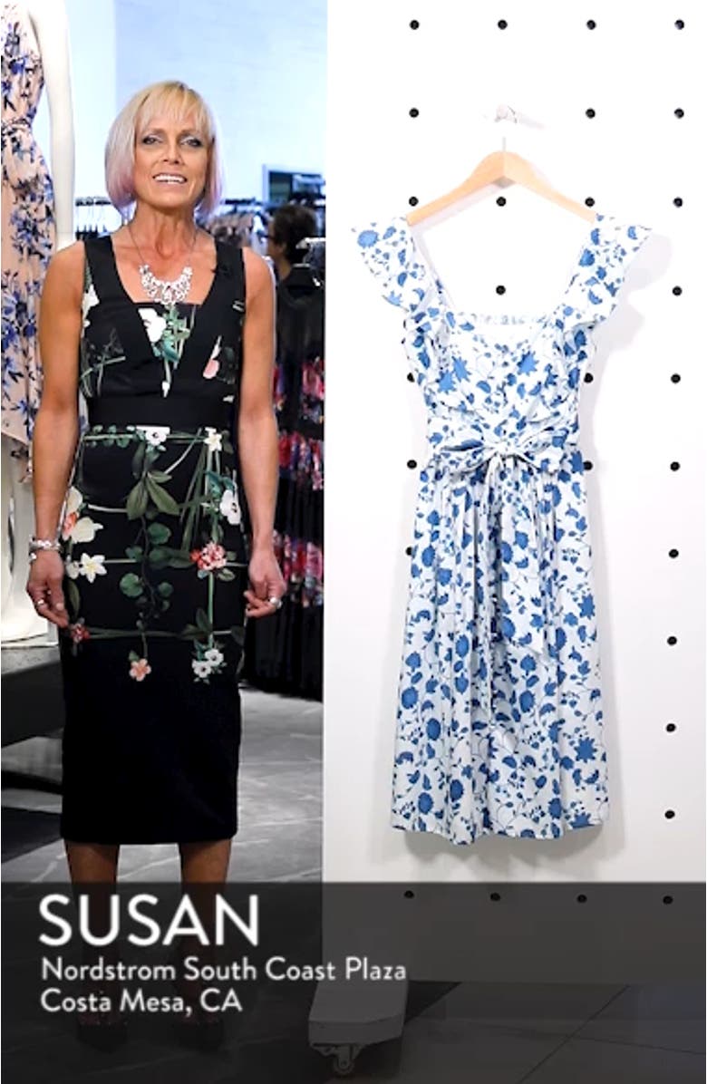 Olivia Floral Wallpaper Print Fit & Flare Dress, sales video thumbnail