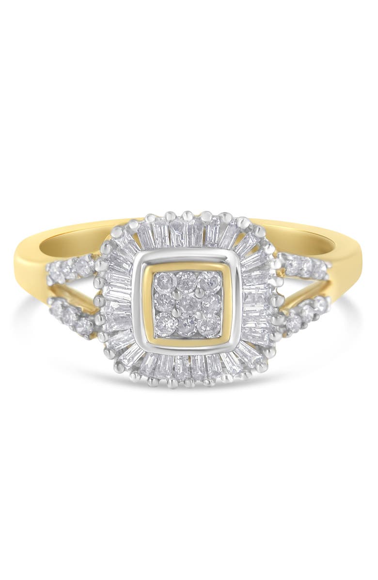 Haus of Brilliance 10K Gold 1/2 cttw Round and Baguette Diamond Ballerina Ring, Main, color, Yellow