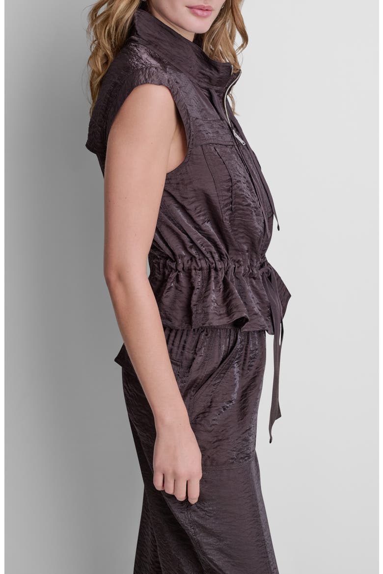 Cap Sleeve Twinkle Tie Front Vest, Alternate, color, TOBACCO