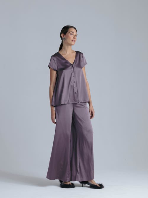 Alas Silk Short Sleeve Shirt In Purple
