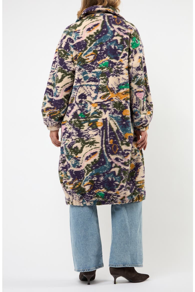 The Aurora Abstract Print Wool Blend Coat, Alternate, color, PURPLE