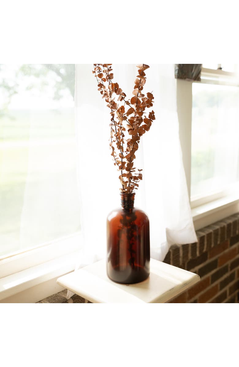 Foreside Home and Garden Wrapped Neck Vase Amber Glass & Metal, Alternate, color, Brown